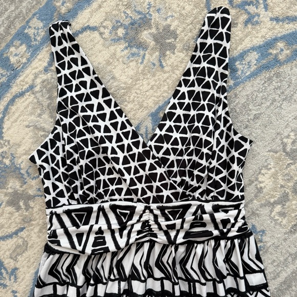 INC International Concepts Black and White Patterned Maxi Tank Dress - Picture 4 of 9